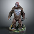 Detailed Muscular Gorilla Figure With White Chest Standing On Decorative Base