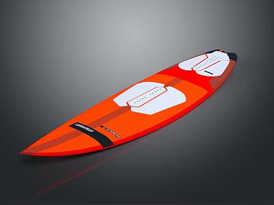 Modern Orange White Surfboard Water Transportation With Sleek Design And Brand Logo 3d model