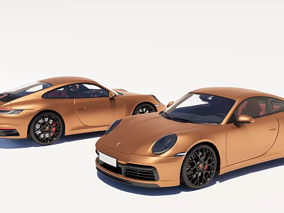 Two Golden Sports Cars With Sleek Design Black Wheels And Red Brake Calipers 3d model