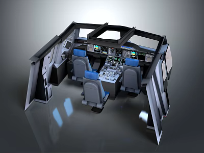 Spacecraft Cockpit Interior Design With Astronaut Seats Control Panels And Instrument Panels 3d model
