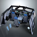 Spacecraft Cockpit Interior Design With Astronaut Seats Control Panels And Instrument Panels