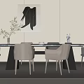 Modern Dining Table and Chair Combination Dining Table and Chair 3d model