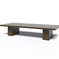 Modern Wooden Tea Table With Dark Brown Long Rectangular Top And Square Legs 3d model