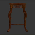 Traditional Chinese Wooden Side Table With Carved Legs And Lower Shelf