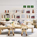 Modern children's table and chair floor lamp combination 3d model