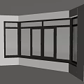 Modern Corner Window Design With Black Frame And Glass Panes On White Wall