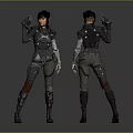Futuristic Sci Fi Character Armor Outfit With Mechanical Arm And Biomechanical Details Front Back Views 3d model