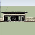 New Chinese-style Gate Community Gate 3d model