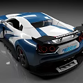 Blue And White Modified Sports Car With Aerodynamic Body Kit