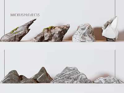 Natural Stone And Wood Decorative Pieces For Modern Home Interior Design 3d model