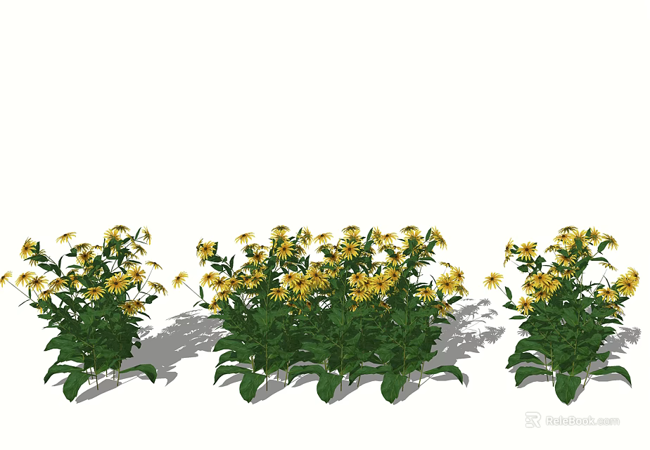 Fresh Yellow Flowers Arranged in Vase with Green Leaves for Home Decor 3d model 