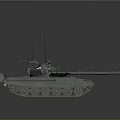 Green Military Tank Vehicle Featuring Long Cannon Multiple Antennas And Metal Tracks