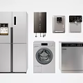 Modern Home Electrical Appliances Including Refrigerator Washing Machine Dishwasher And Water Heater