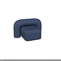 Blue Modern Single Sofa With Curved Backrest And Square Upholstered Seat