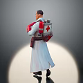Medical Character In White Robe With Red Cross Backpack Walking