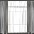 Gray Textured Curtains With Sheer White Panels For Window Interior Design 3d model