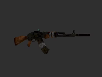 Tactical Rifle With Wooden Stock Handguard And Metal Components Scope Attachment 3d model