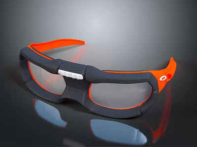 Protective Sports Goggles with Orange and Black Frame and Transparent Lenses for Outdoor Activities 3d model