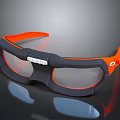 Protective Sports Goggles with Orange and Black Frame and Transparent Lenses for Outdoor Activities