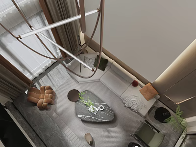 Modern Loft Living Room Interior With Sofas And Coffee Table 3d model