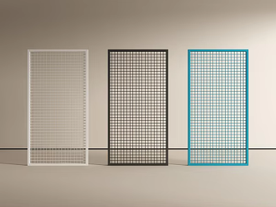 Modern Grid Design Room Dividers In White Black And Blue Colors For Interior 3d model