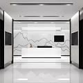 Office Front Office Front Desk Gable Background Wall 3d model