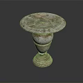 Decorative Stone Pedestal With Round Top And Tiered Rustic Base Design