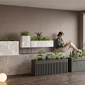 Modern Indoor Flower Stand With Green Plants And Various Designs In Living Space