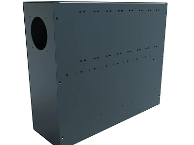 Industrial Grey Metal Enclosure With Perforated Design And Circular Hole 3d model