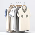 Stylish Clothes Hanger Holding Beige Polo Shirt With Gray Long Sleeves And Two Pockets