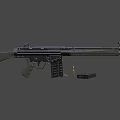 Black Tactical Rifle with Detachable Magazine Trigger Mechanism and Ammunition Bullet