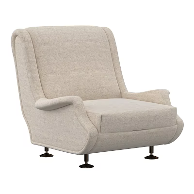 Comfortable Beige Single Sofa With Upholstered Fabric Armrests And Black Legs 3d model