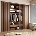 Solid wood sliding door wardrobe 3d model