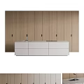 Modern Wooden Kitchen Cabinets With White Drawer Base And Smooth Panel Design 3d model