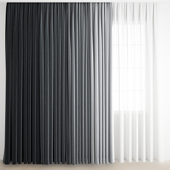 Modern Curtain Fabric Curtain 3d model