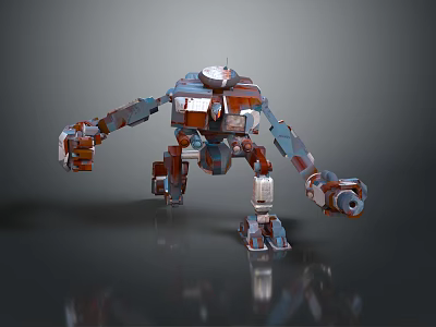 Game Movie Character Sci Fi Mech Robot With Metal Armor And Weapon In Combat Stance 3d model