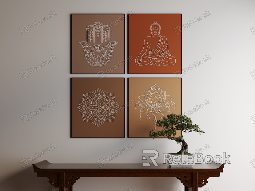 Decorative Painting Buddhist Niche Decorative Painting Zen Room Hanging Painting Tea Room Hanging Painting model