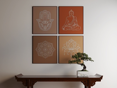 Decorative Painting Buddhist Niche Decorative Painting Zen Room Hanging Painting Tea Room Hanging Painting model