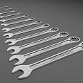 Professional Metal Wrench Set With Various Sizes For Mechanical Repair Work 3d model