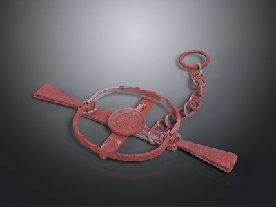 Rusty Iron Horse Shackles With Circular Rings And Metal Chain Links 3d model
