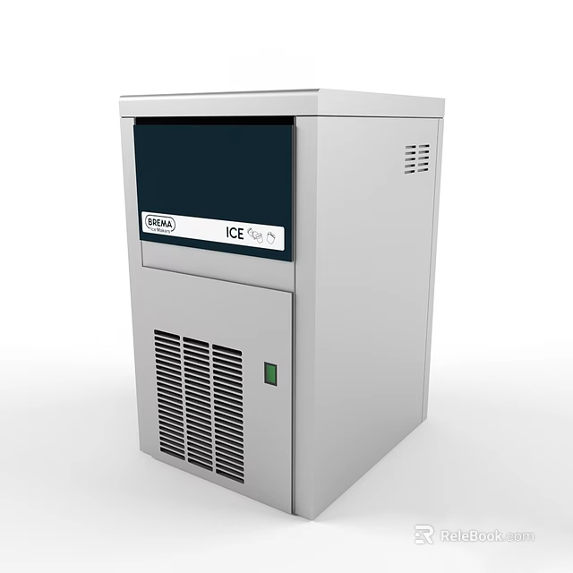HISAKO ICE-50 Commercial Ice Maker With Silver Exterior And Digital 3d model 