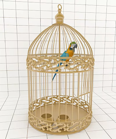 Jane European Bird Cage Gold Bird Cage 3d model