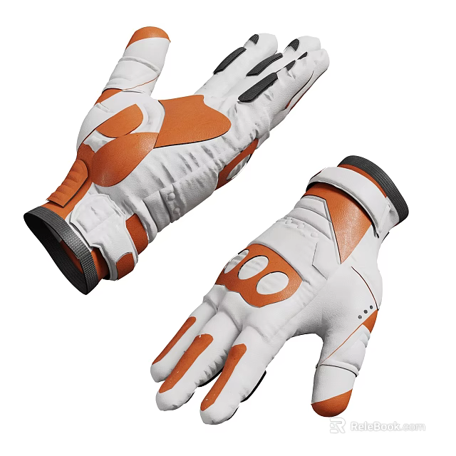 White And Orange Athletic Gloves With Reinforced Palms Breathable Design For Active Sports 3d model 