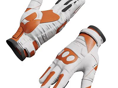 White And Orange Athletic Gloves With Reinforced Palms Breathable Design For Active Sports 3d model