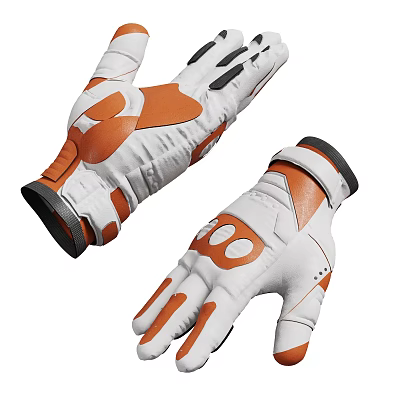 White And Orange Athletic Gloves With Reinforced Palms Breathable Design For Active Sports 3d model