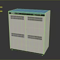 White Cabinet With Blue Top Double Doors And Ventilation Grilles