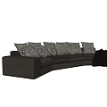 Modern Black Sectional Sofa With Multiple Throw Pillows And Cozy Blanket 3d model