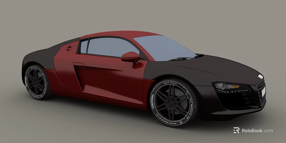 Red and Black Sports Car with Sleek Aerodynamic Design and Stylish Alloy Wheels 3d model 
