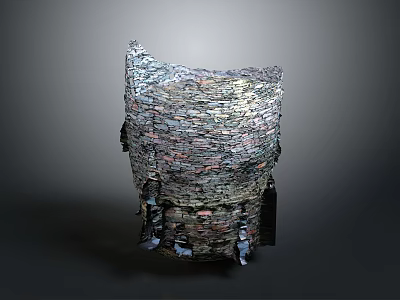 Colorful Layered Abstract Sculpture With Textured Surface And Modern Art Design 3d model