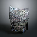 Colorful Layered Abstract Sculpture With Textured Surface And Modern Art Design